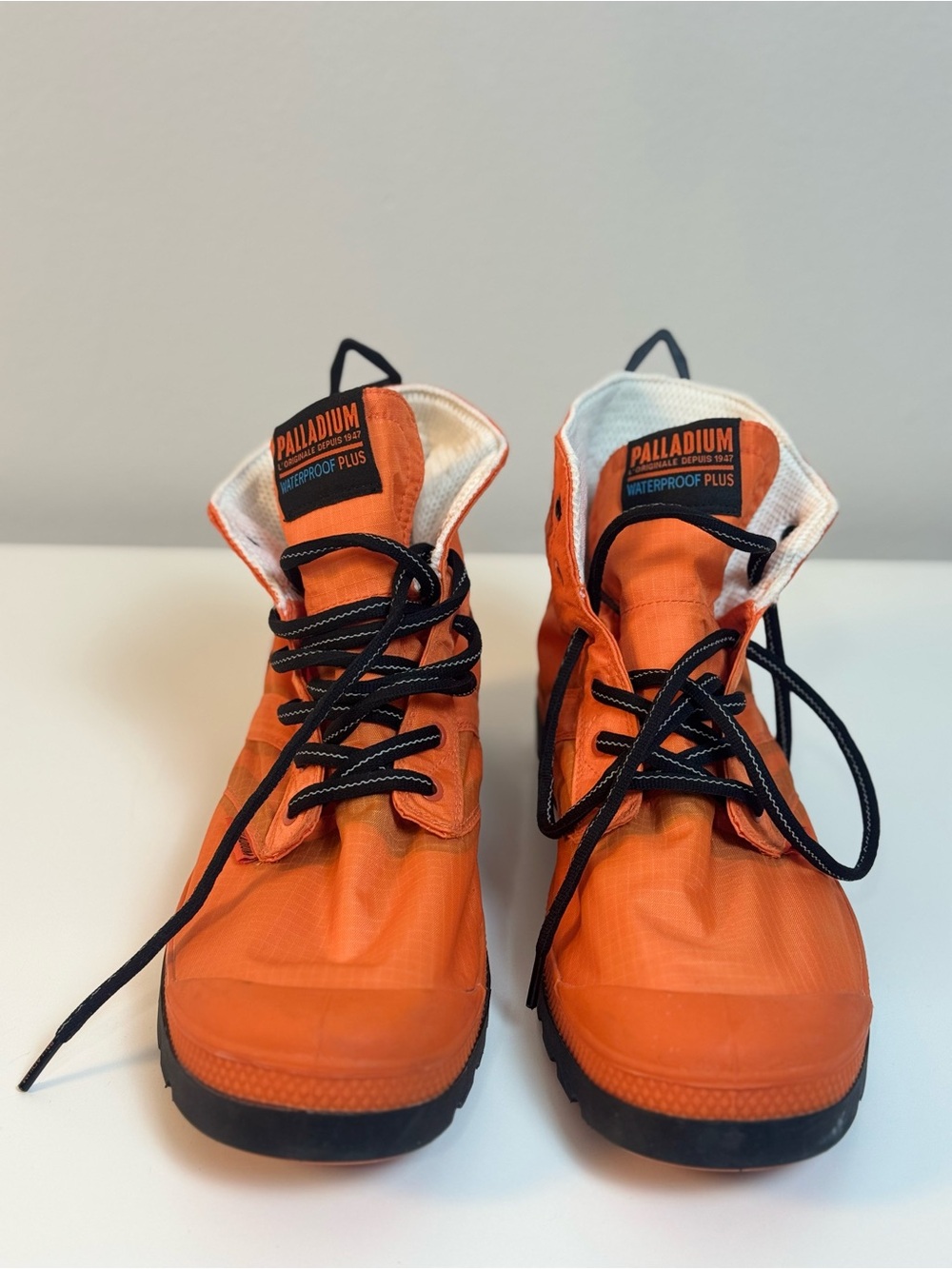 Palladium Orange Waterproof Lace-Up Boots with Black Laces